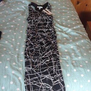 Nine West Black and White Abstract Midi Dress